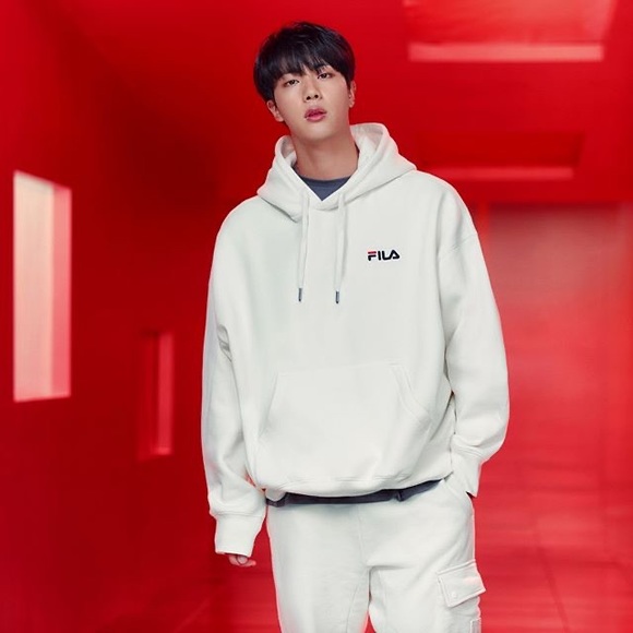 BTS x FILA 2020 Fall Edition Off White Small Logo Hoodie - Picture 8 of 15